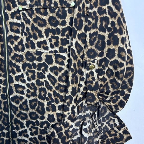 MICHAEL Michael Kors Leopard Print Zip Up Blouse - Picture 3 of 6